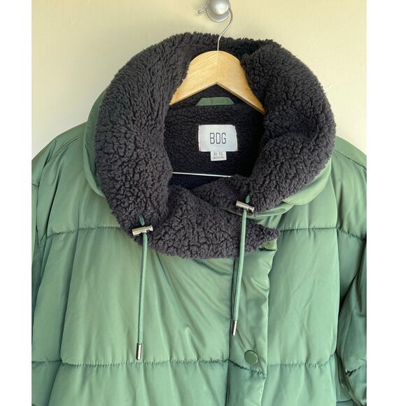 BDG Marlow Puffer Fleece Basic Staple Classic Jacket Coat Green Black Sz XL $119 - Picture 10 of 16